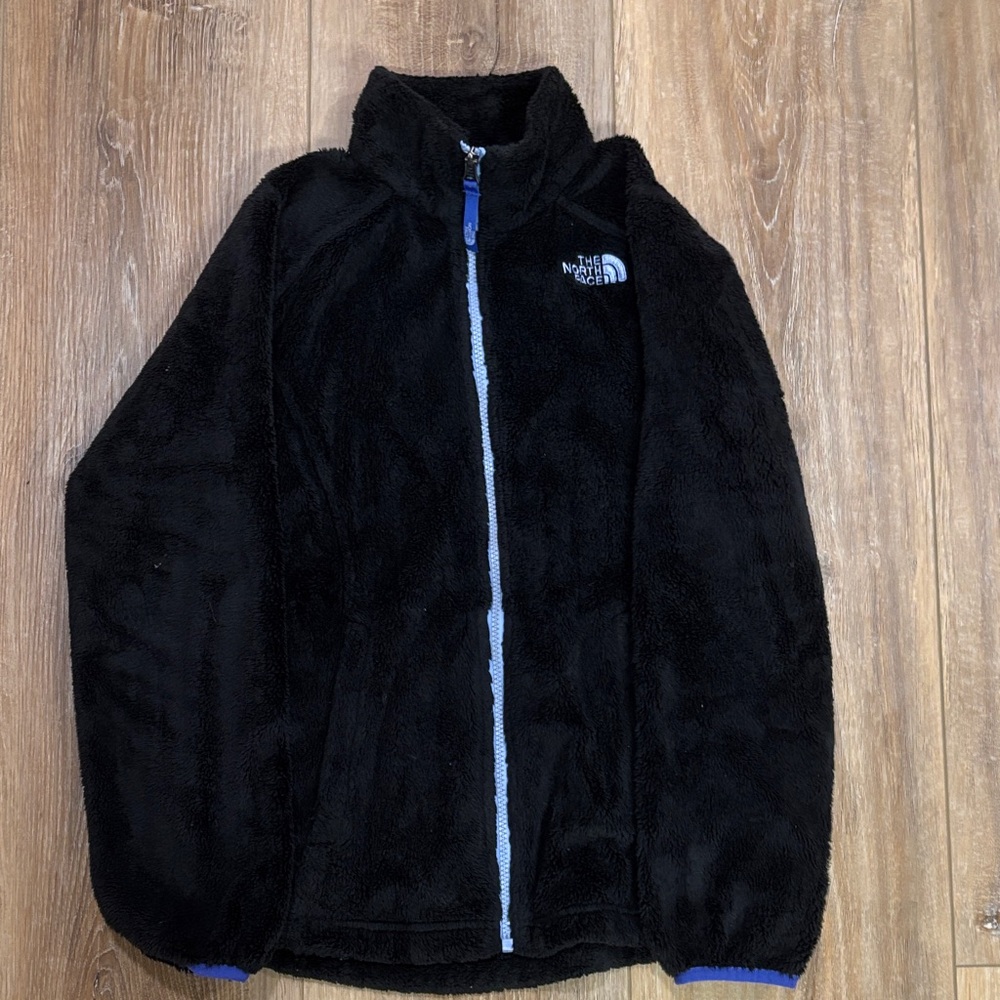 The North Face Kids Black Fleece Jacket with Blue Accents